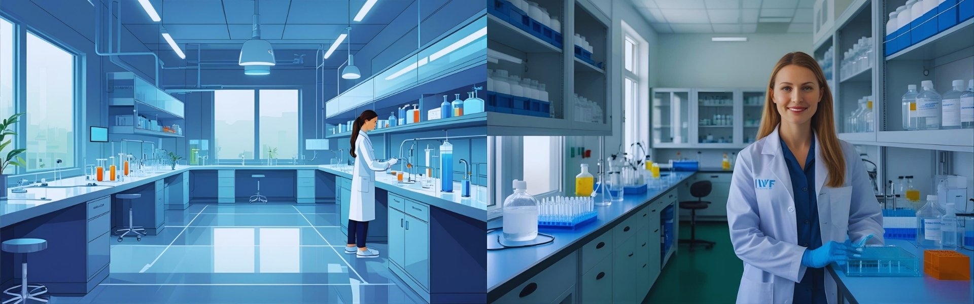 Professional epoxy flooring installation in an IVF lab in Ahmedabad ensuring hygiene and precision